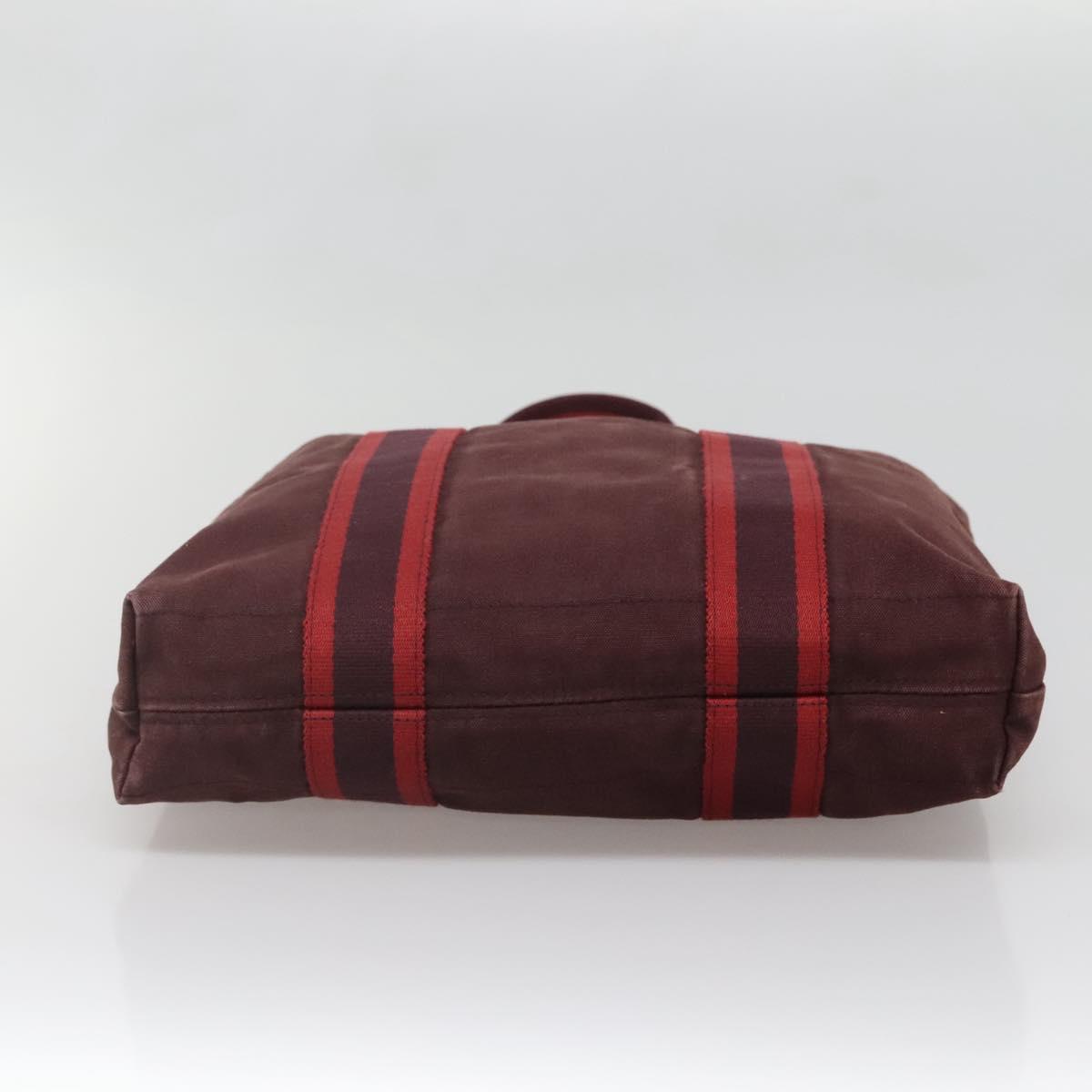 HERMES Fourre Tout Cabass Hand Bag Canvas Red Auth ti3345