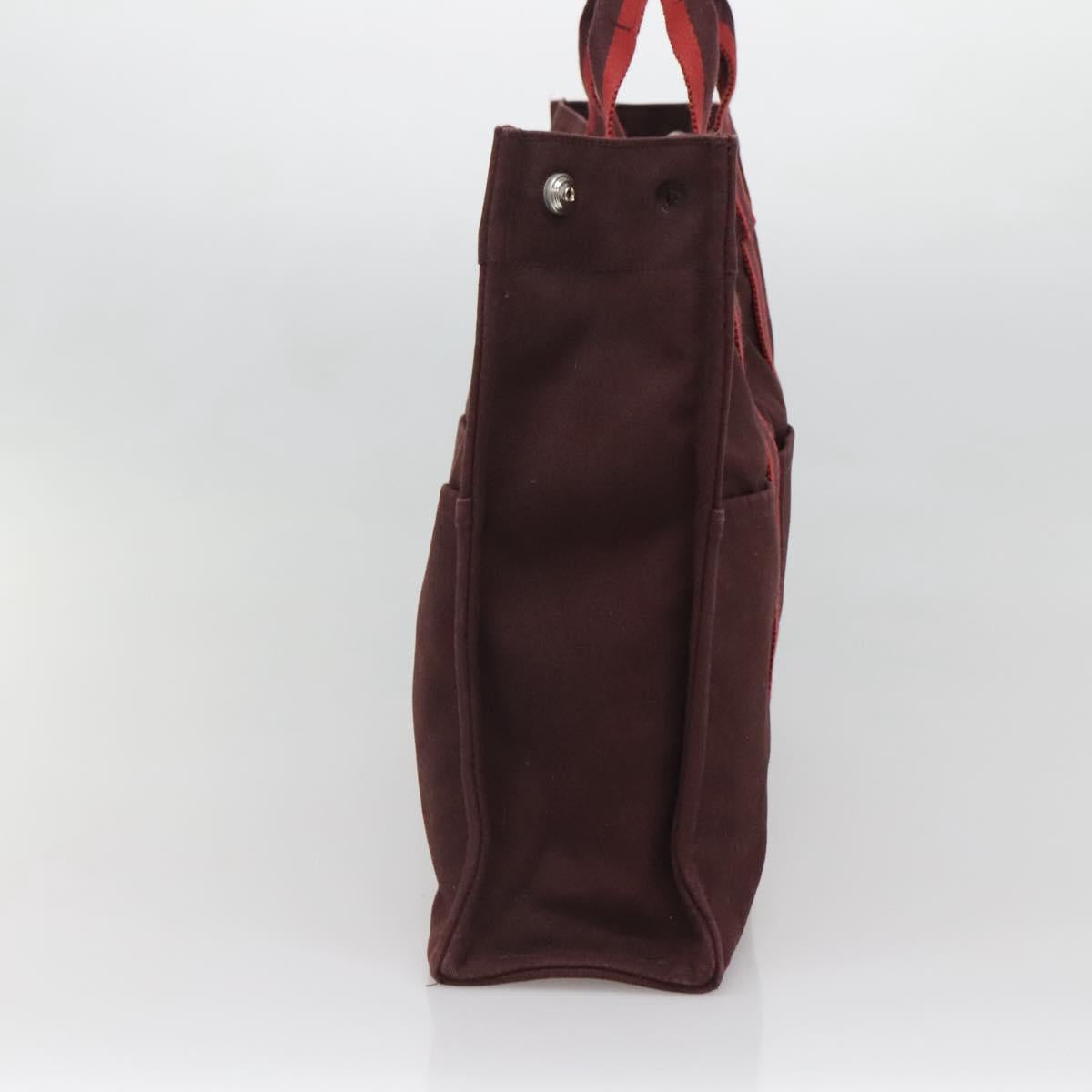 HERMES Fourre Tout MM Hand Bag Canvas Red Auth ti3347