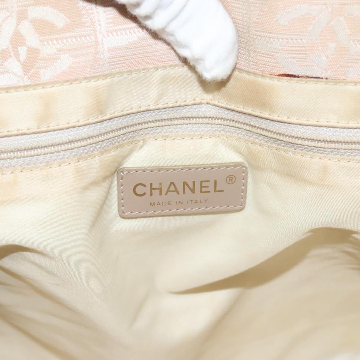 CHANEL New Travel Line Tote Bag Nylon Beige Gold CC Auth ti3356