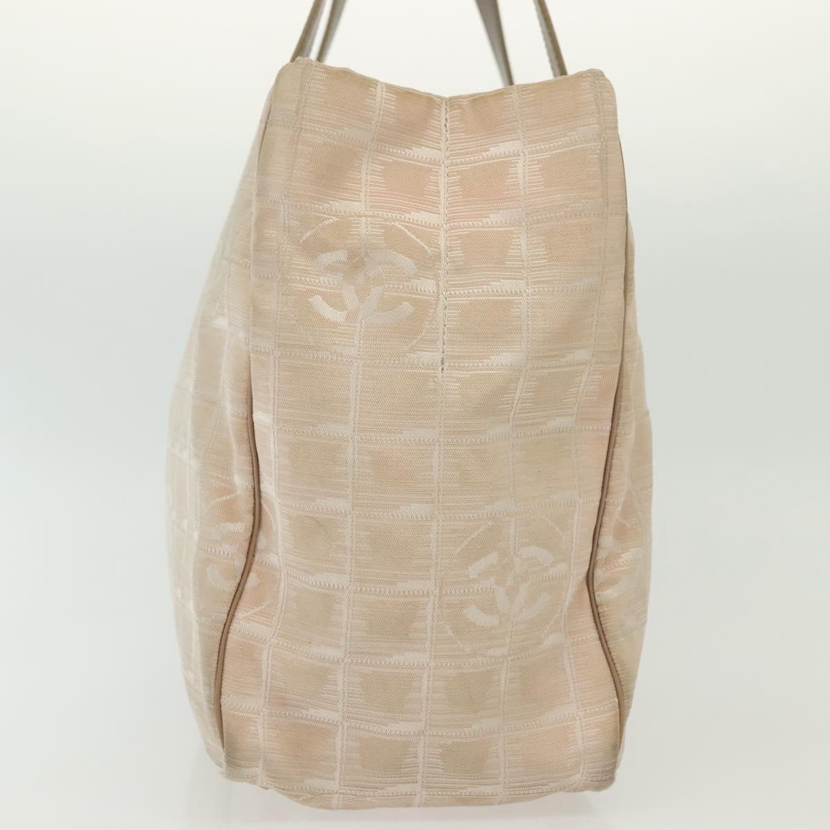 CHANEL New Travel Line Tote Bag Nylon Beige Gold CC Auth ti3356