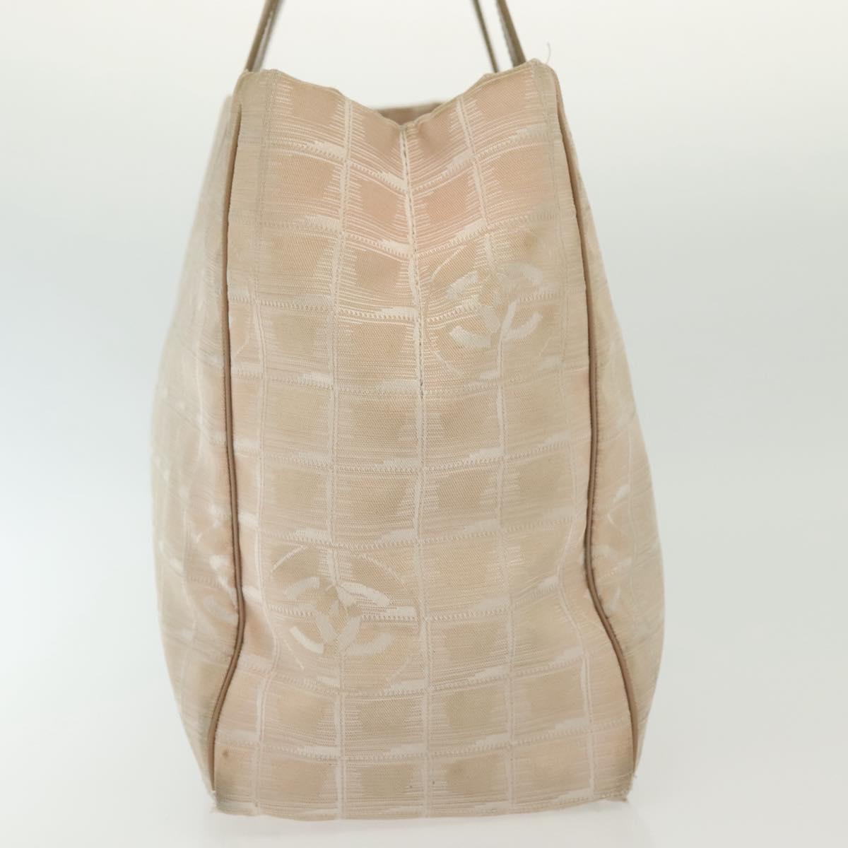 CHANEL New Travel Line Tote Bag Nylon Beige Gold CC Auth ti3356