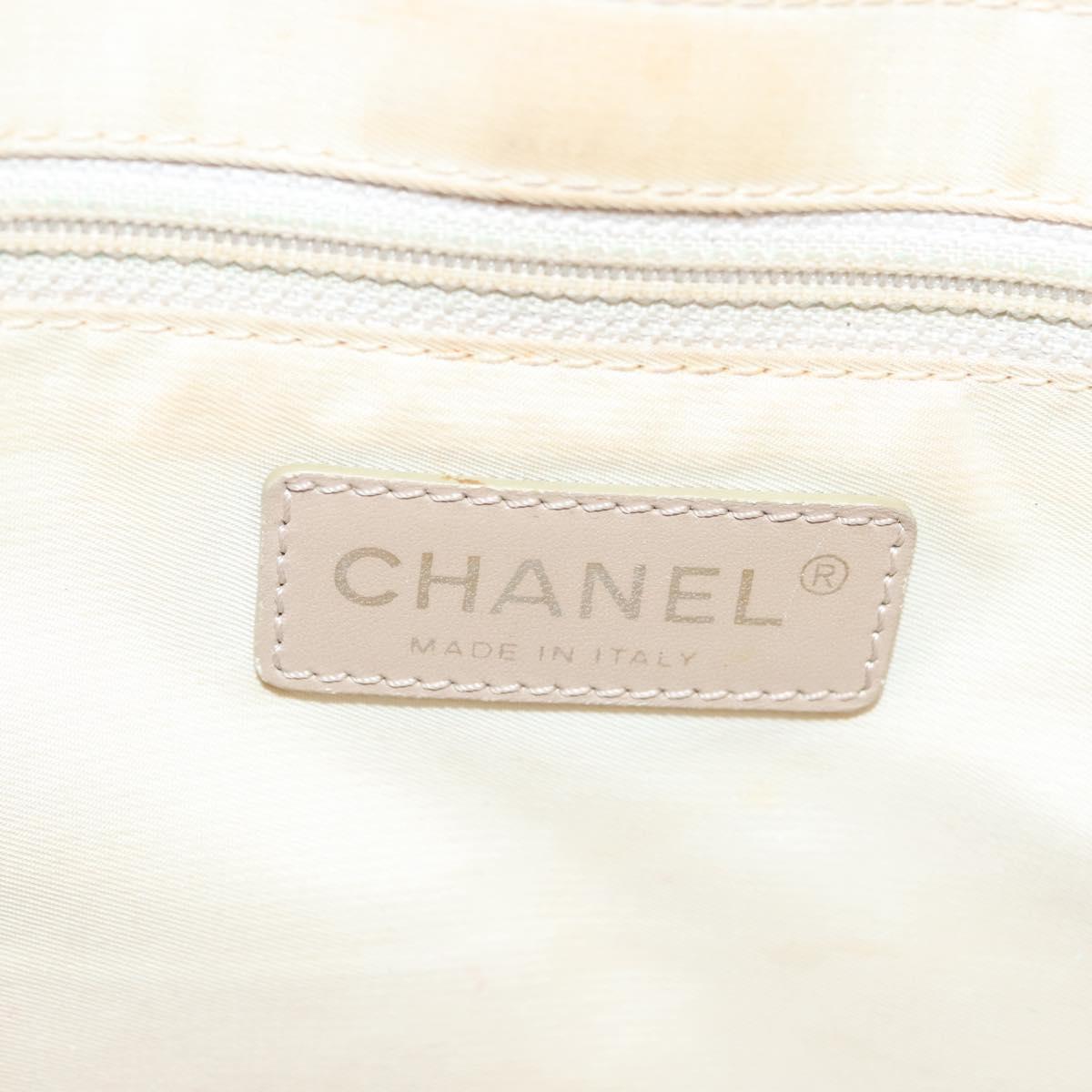 CHANEL New Travel Line Tote Bag Nylon Beige Gold CC Auth ti3357