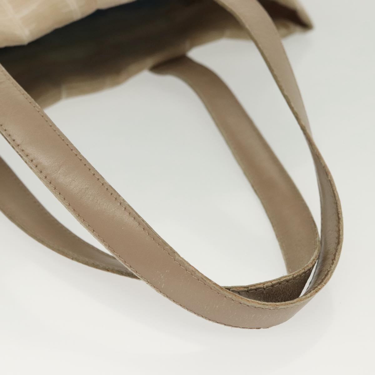 CHANEL New Travel Line Tote Bag Nylon Beige Gold CC Auth ti3357