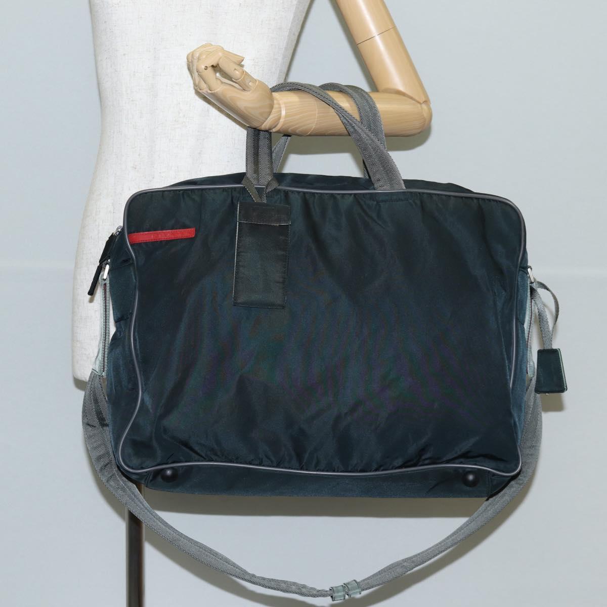PRADA Sports Hand Bag Nylon 2way Navy Silver Auth ti3358