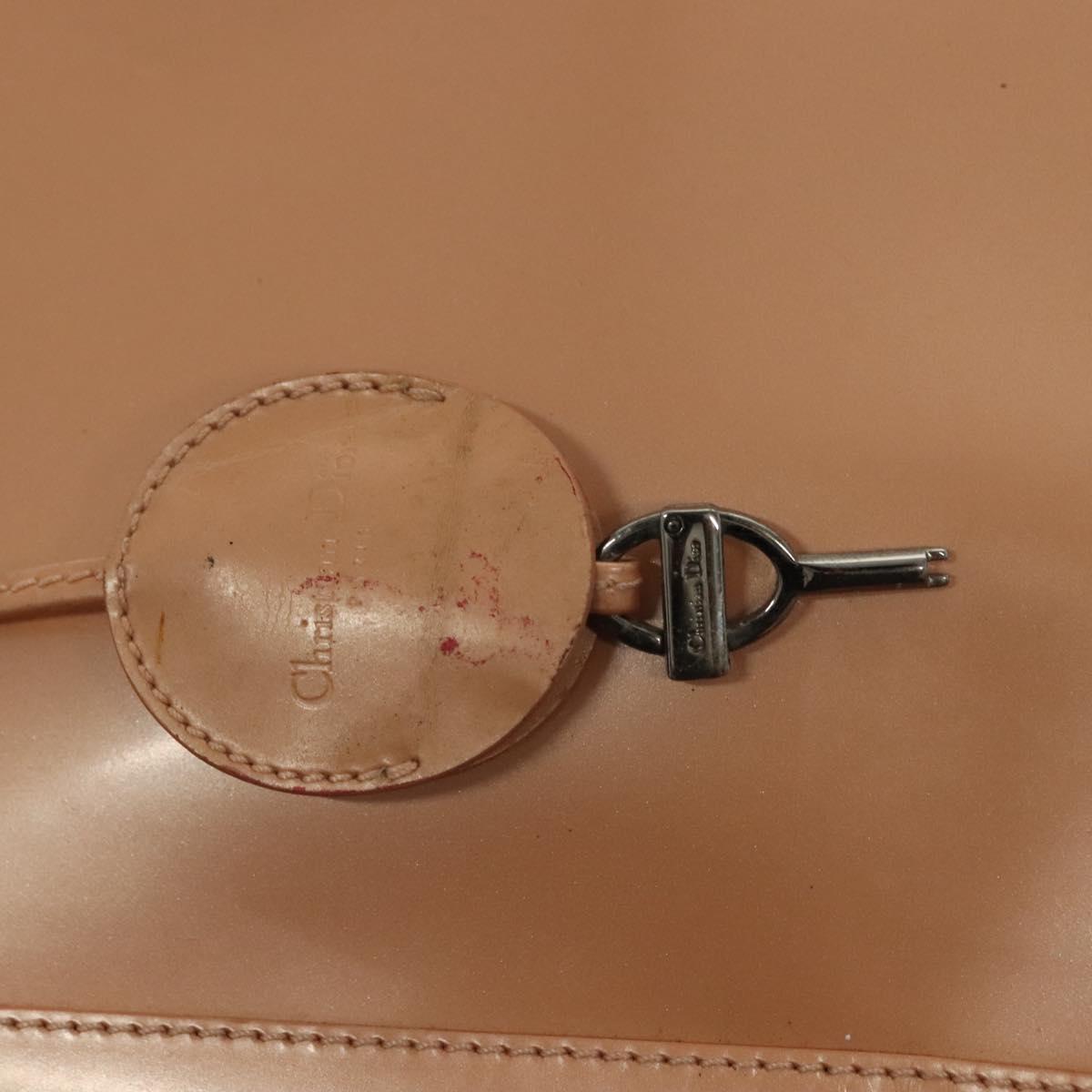 Christian Dior Maris Pearl Hand Bag Enamel Pink Auth ti3359