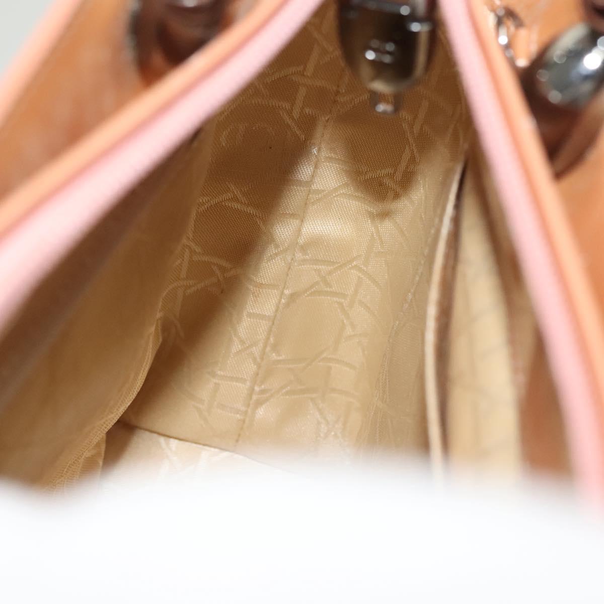 Christian Dior Maris Pearl Hand Bag Enamel Pink Auth ti3359