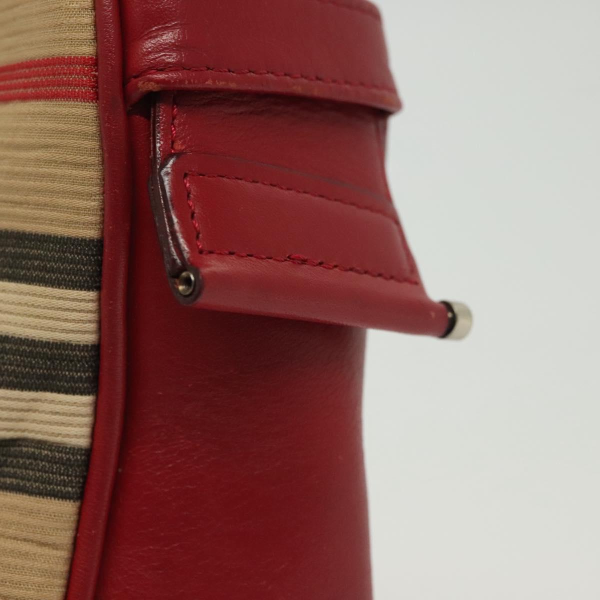 BURBERRY Blue Label Shoulder Bag Canvas Leather Beige Red Auth ti3362