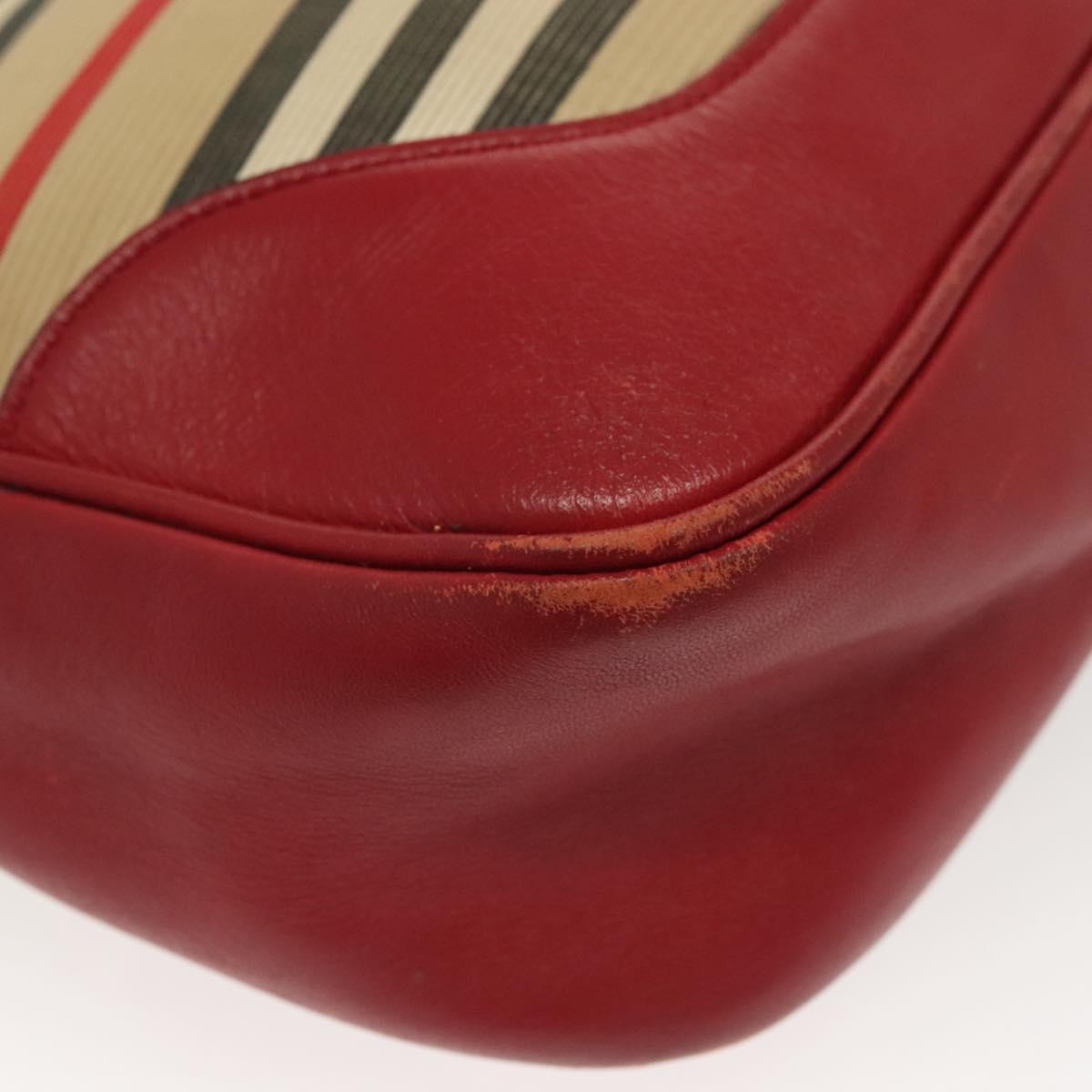 BURBERRY Blue Label Shoulder Bag Canvas Leather Beige Red Auth ti3362