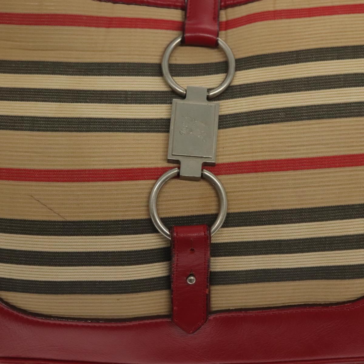 BURBERRY Blue Label Shoulder Bag Canvas Leather Beige Red Auth ti3362