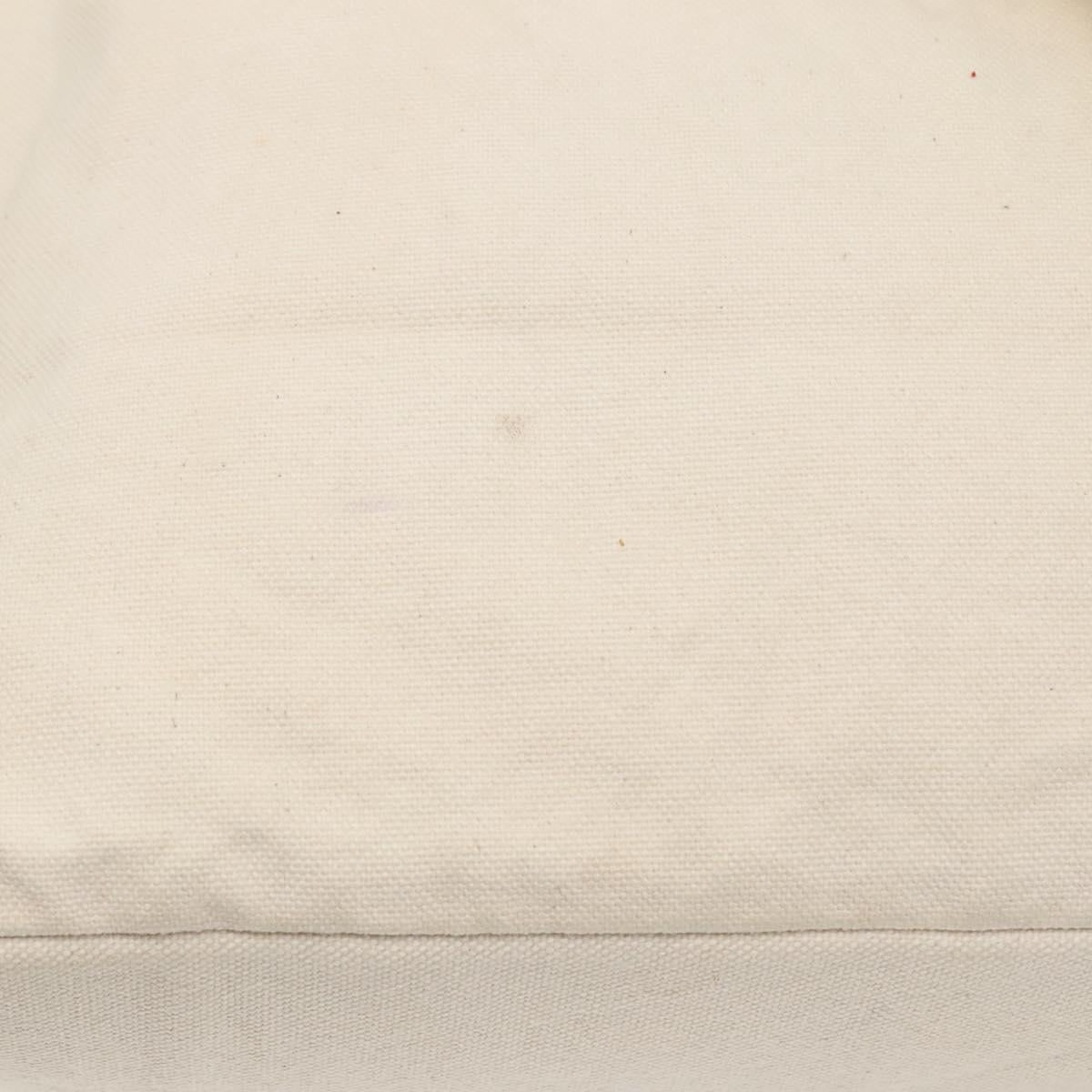 BURBERRY Tote Bag Canvas Leather White Yellow gold Auth ti3365