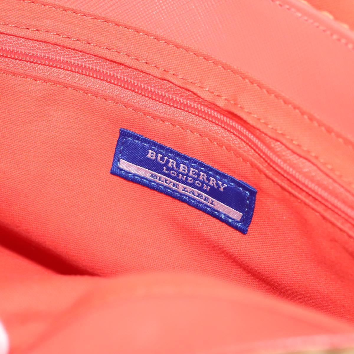 BURBERRY Blue Label Shoulder Bag Raffia Leather Beige Orange gold Auth ti3366