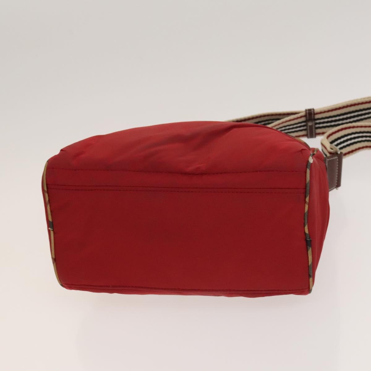 BURBERRY Nova Check Bag Canvas Nylon Leather 3Set Beige Gray Red Auth ti3370