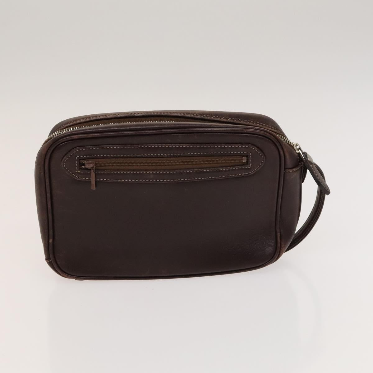 BURBERRY Clutch Bag Leather 2Set Brown Auth ti3373