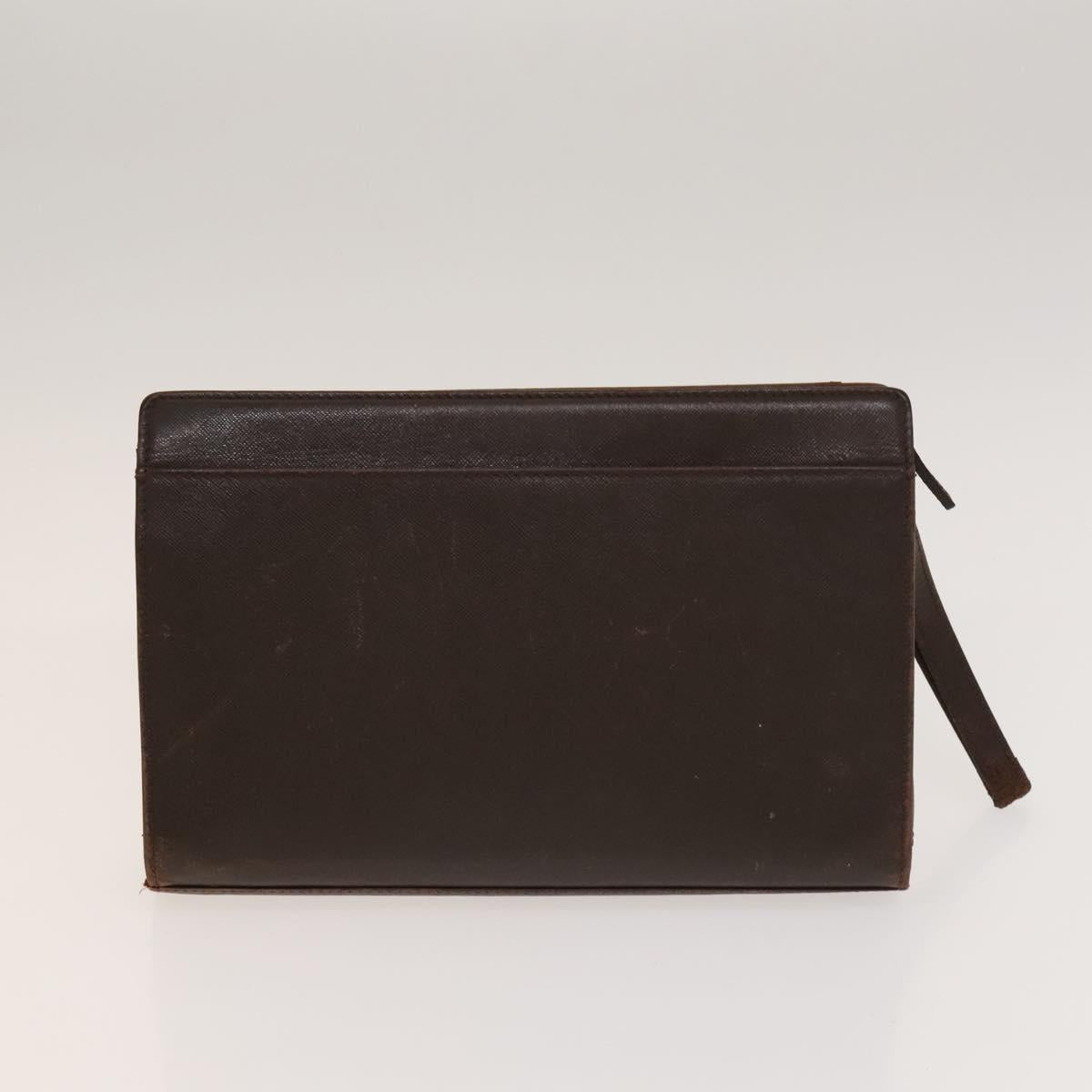 BURBERRY Clutch Bag Leather 2Set Brown Auth ti3373