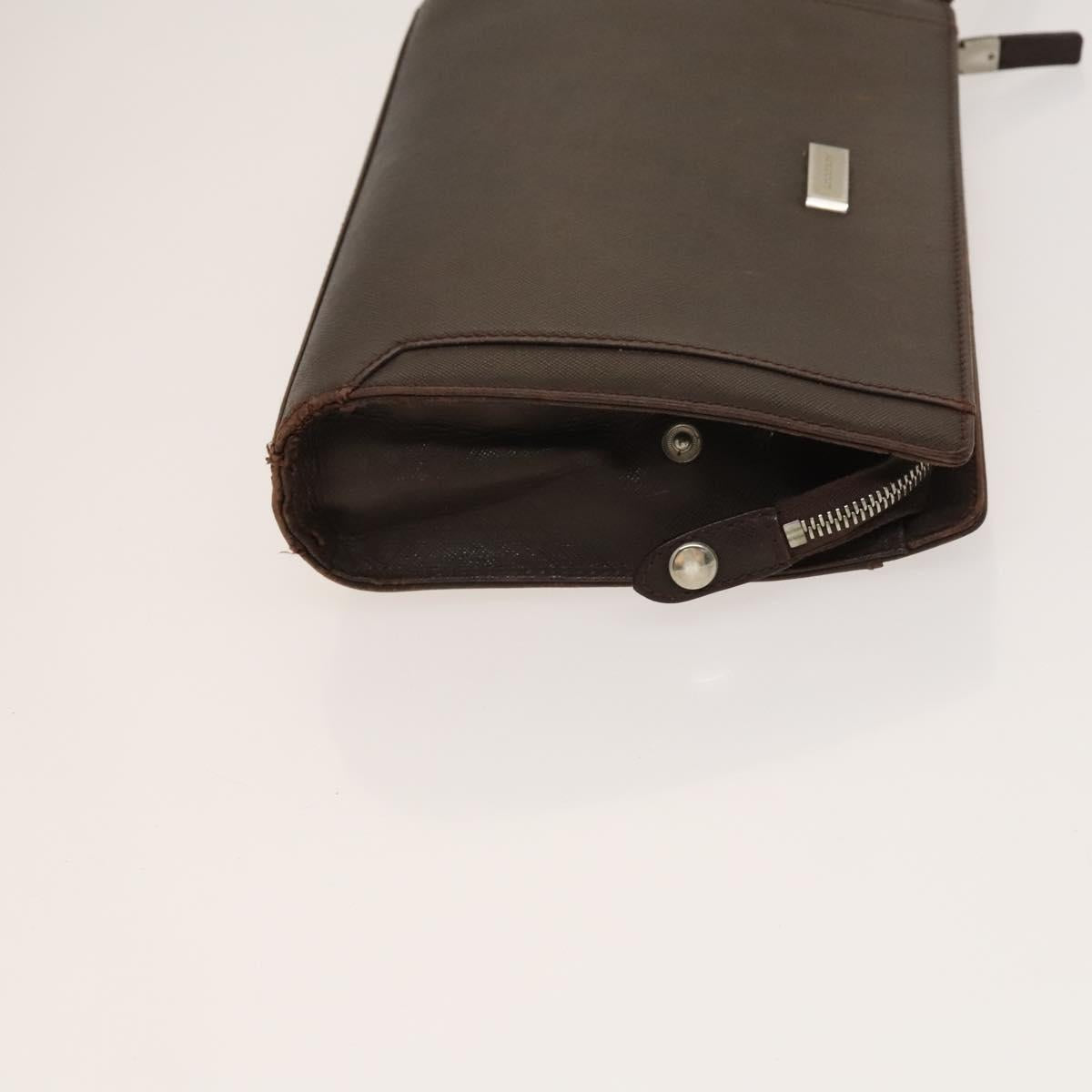 BURBERRY Clutch Bag Leather 2Set Brown Auth ti3373