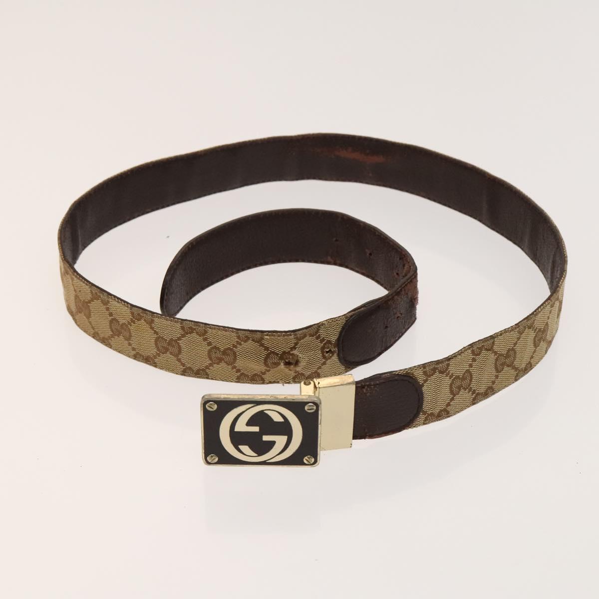 GUCCI GG Canvas Web Sherry Line Belt Canvas 3Set White Beige Auth ti3375