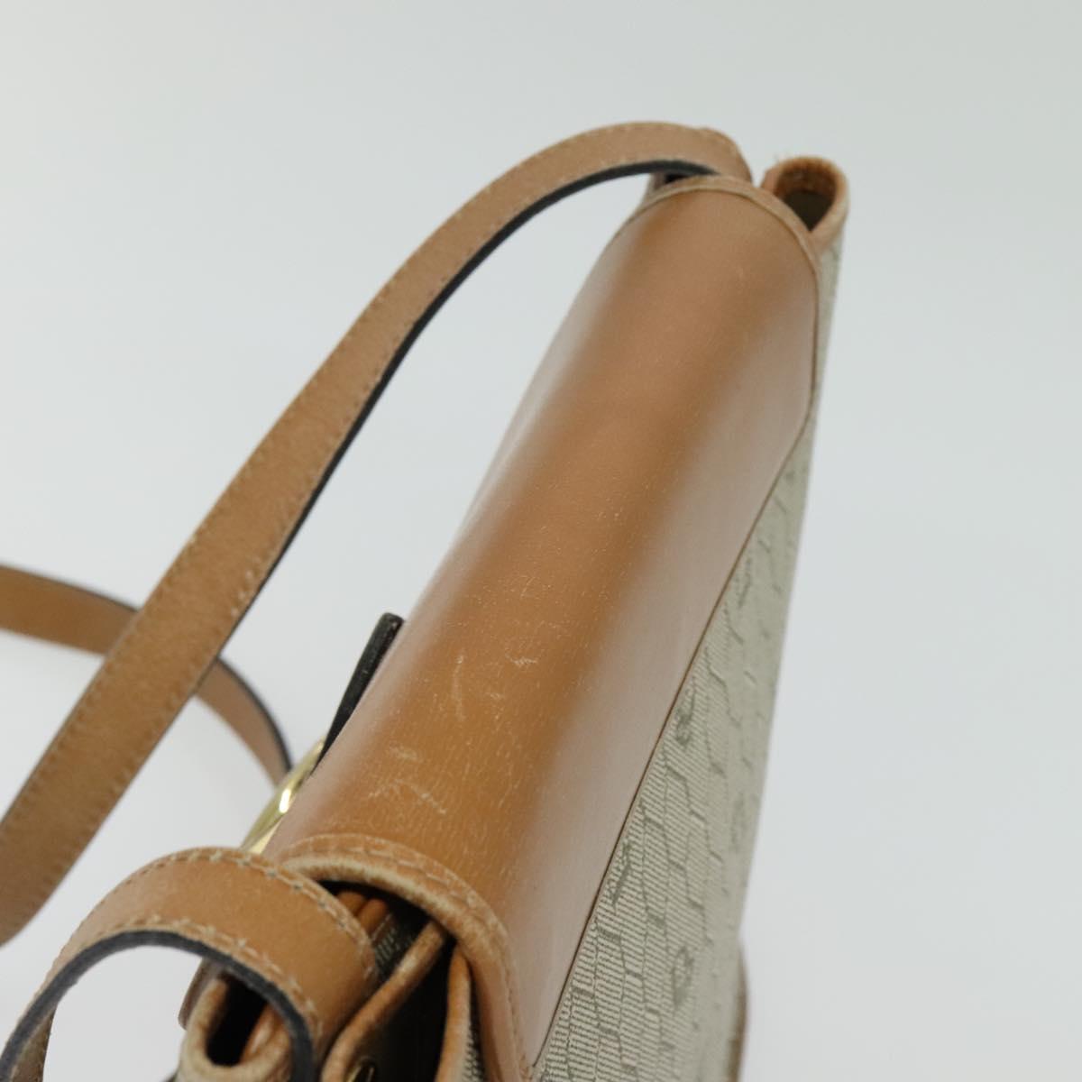 Christian Dior Honeycomb Canvas Shoulder Bag PVC Beige Gold Auth ti3385