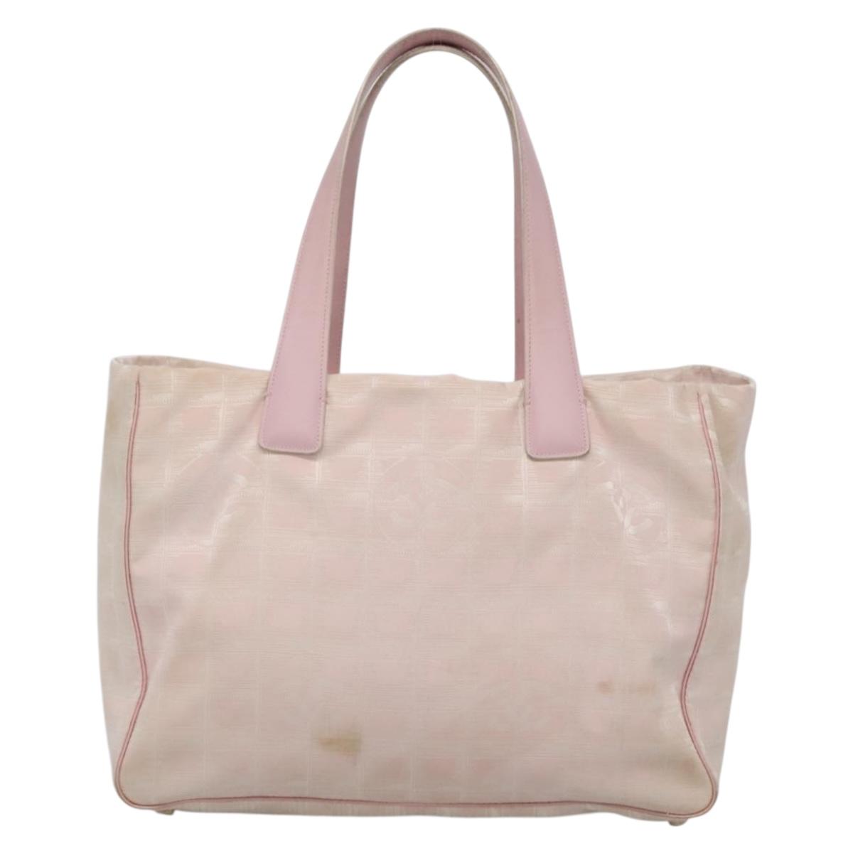 CHANEL New Travel Line Tote Bag Nylon Pink Gold CC Auth ti3386