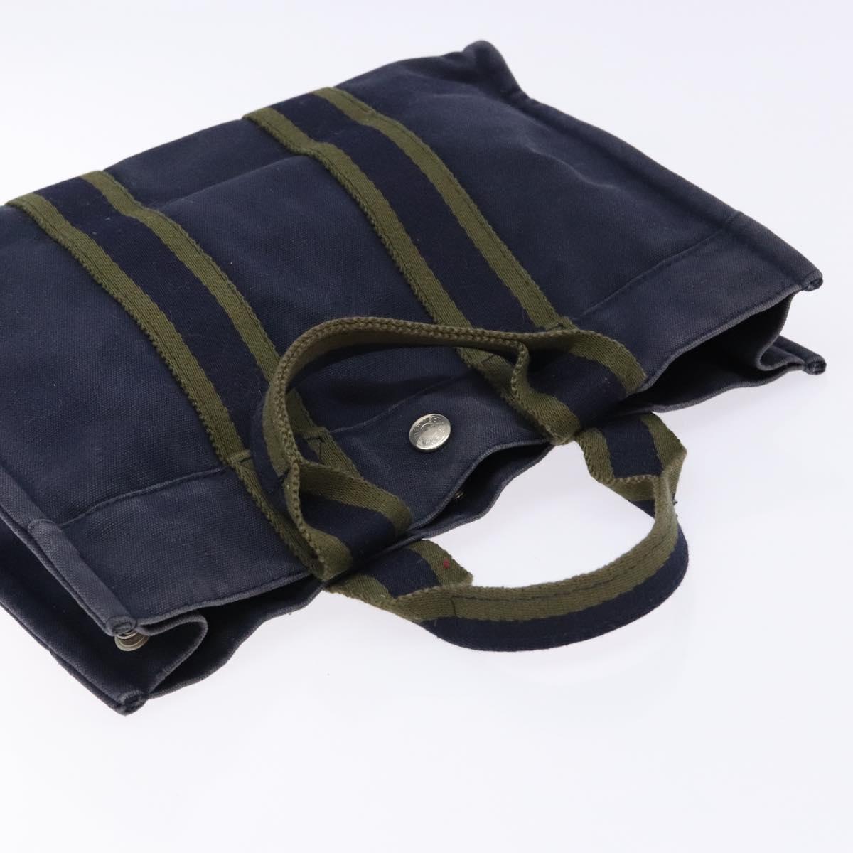HERMES Fourre Tout PM Hand Bag Canvas Navy Auth ti3389