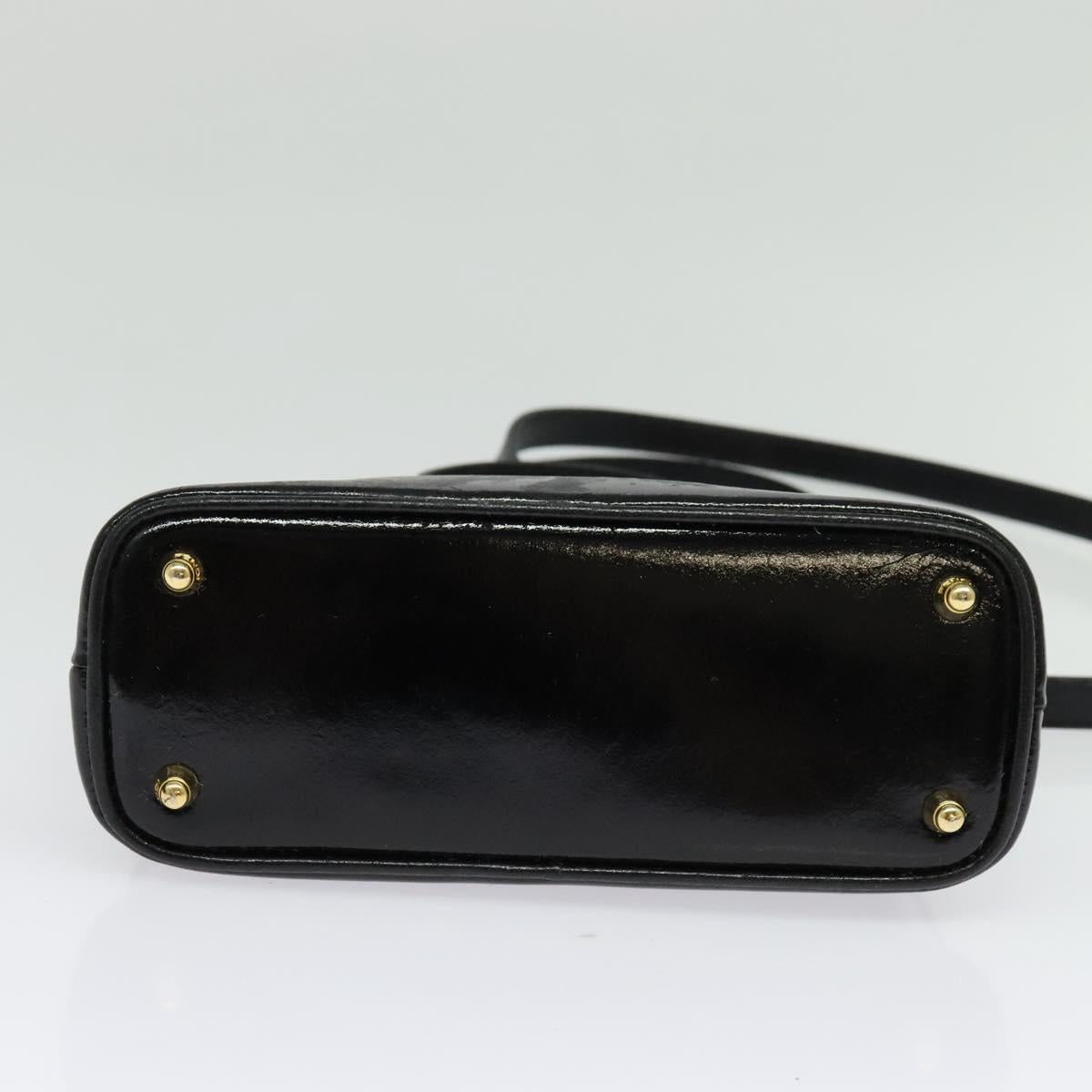 FENDI Hand Bag Patent leather 2way Black Gold Auth ti3390