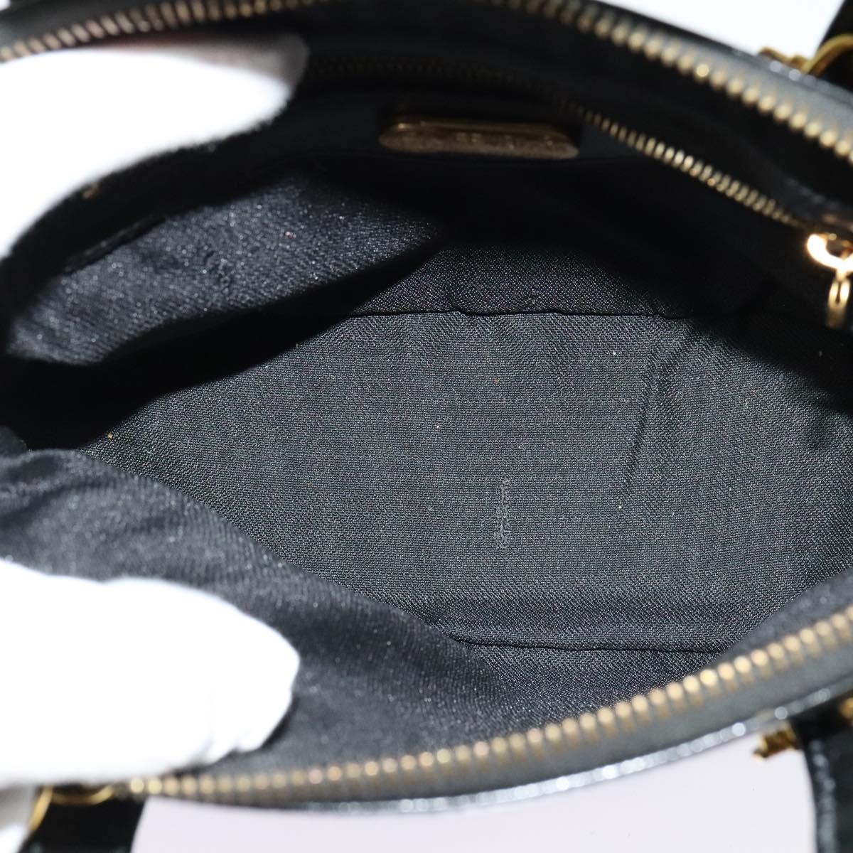 FENDI Hand Bag Patent leather 2way Black Gold Auth ti3390