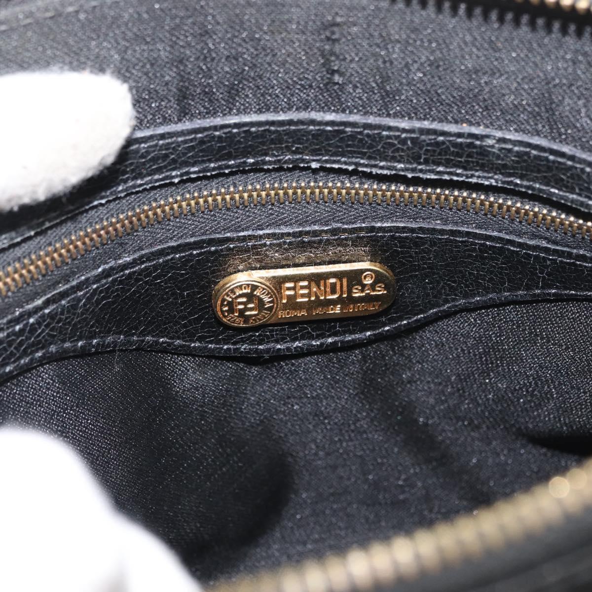 FENDI Hand Bag Patent leather 2way Black Gold Auth ti3390