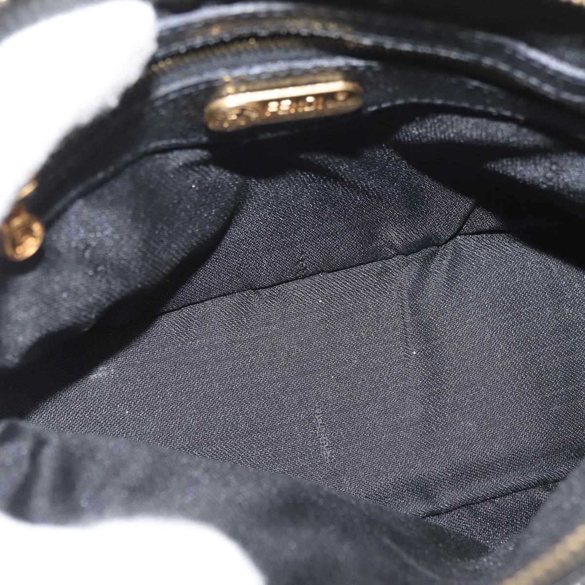 FENDI Hand Bag Patent leather 2way Black Gold Auth ti3390