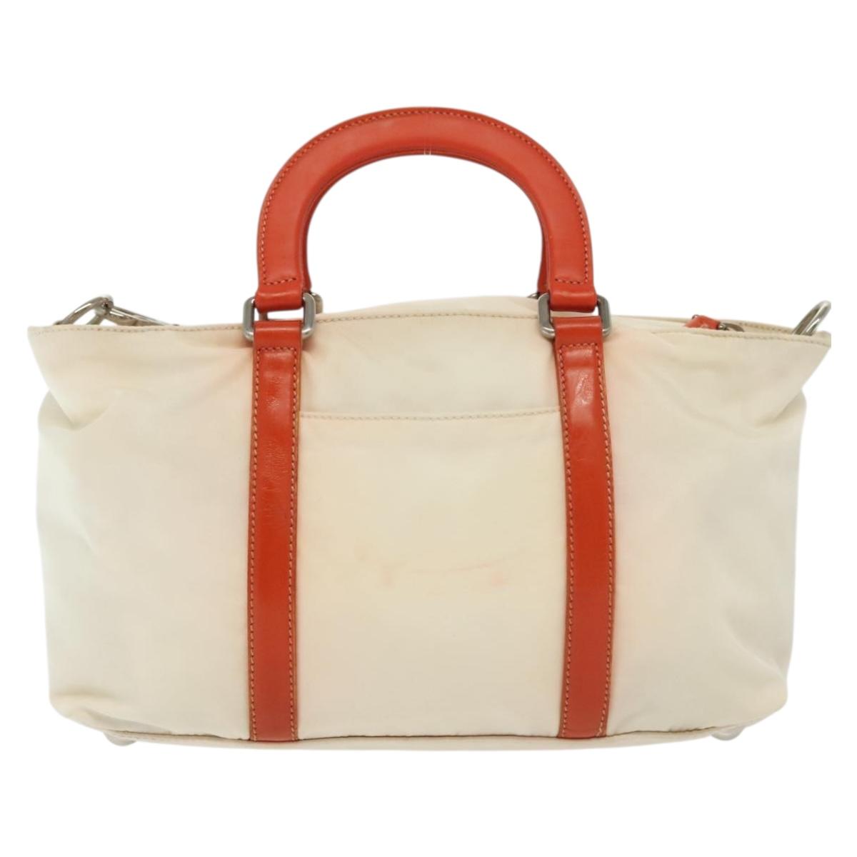 PRADA Hand Bag Nylon 2way White Silver Auth ti3400