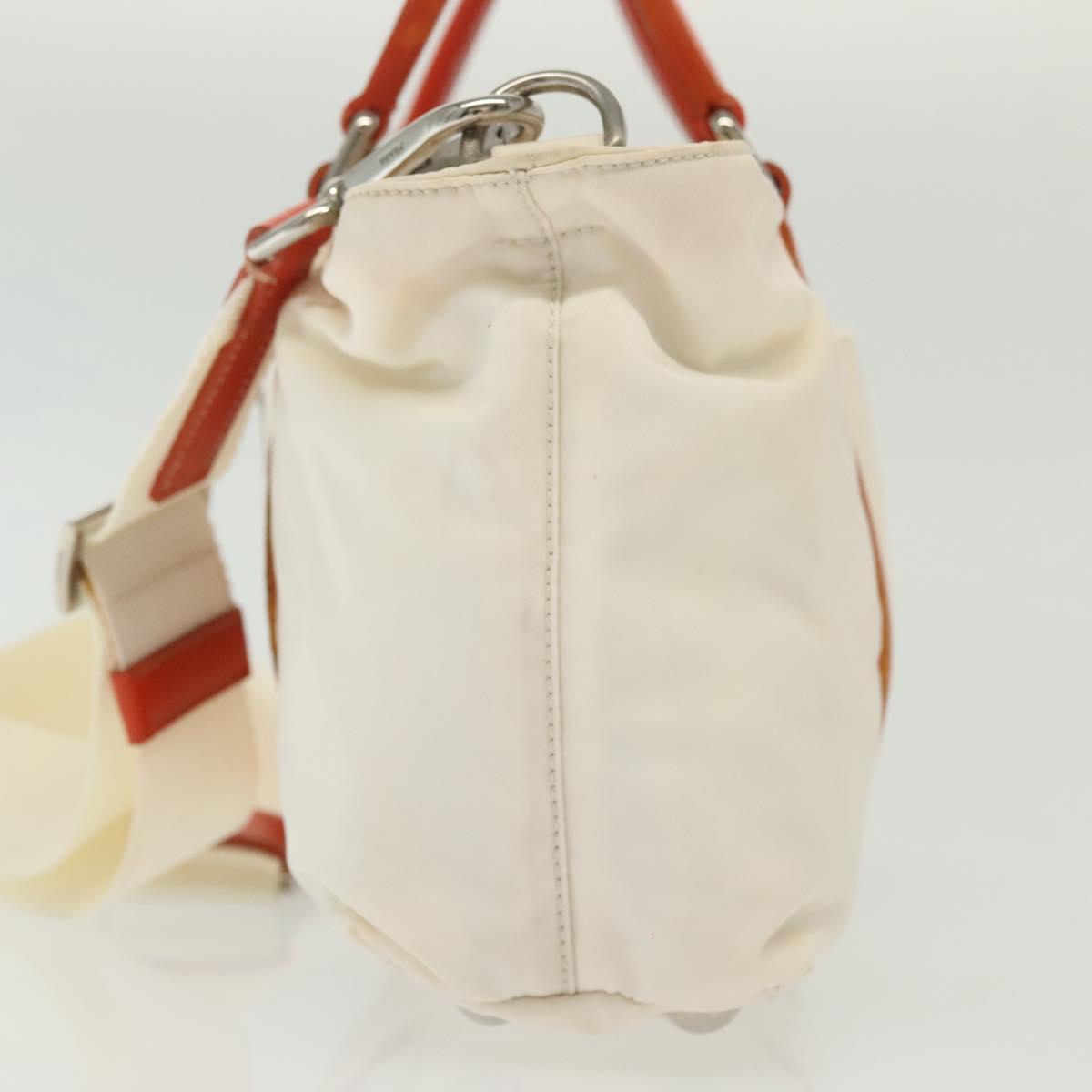 PRADA Hand Bag Nylon 2way White Silver Auth ti3400