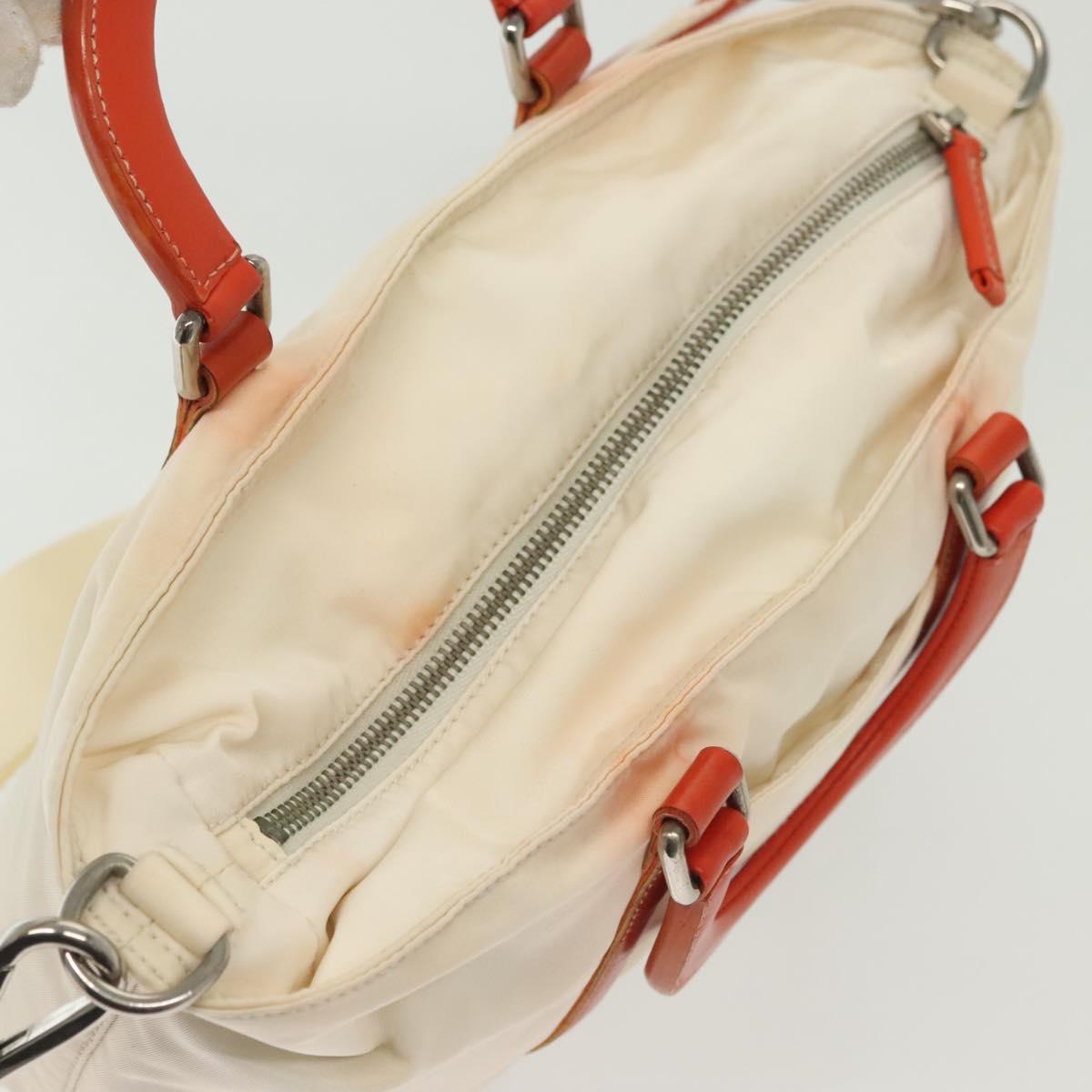 PRADA Hand Bag Nylon 2way White Silver Auth ti3400