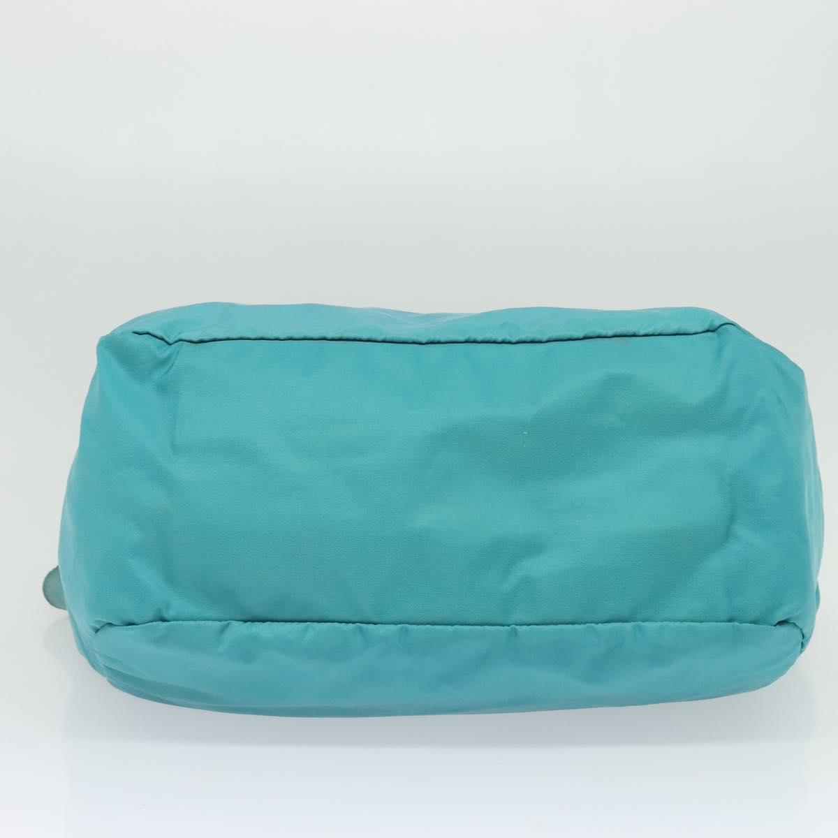 PRADA Tote Bag Nylon 2way Turquoise Blue Silver Auth ti3401