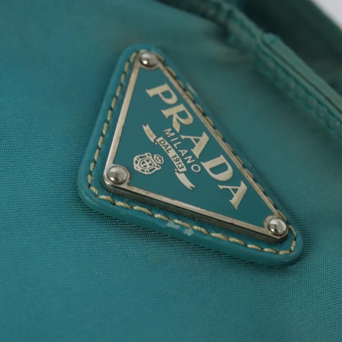 PRADA Tote Bag Nylon 2way Turquoise Blue Silver Auth ti3401