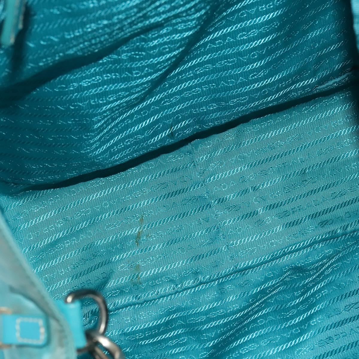 PRADA Tote Bag Nylon 2way Turquoise Blue Silver Auth ti3401
