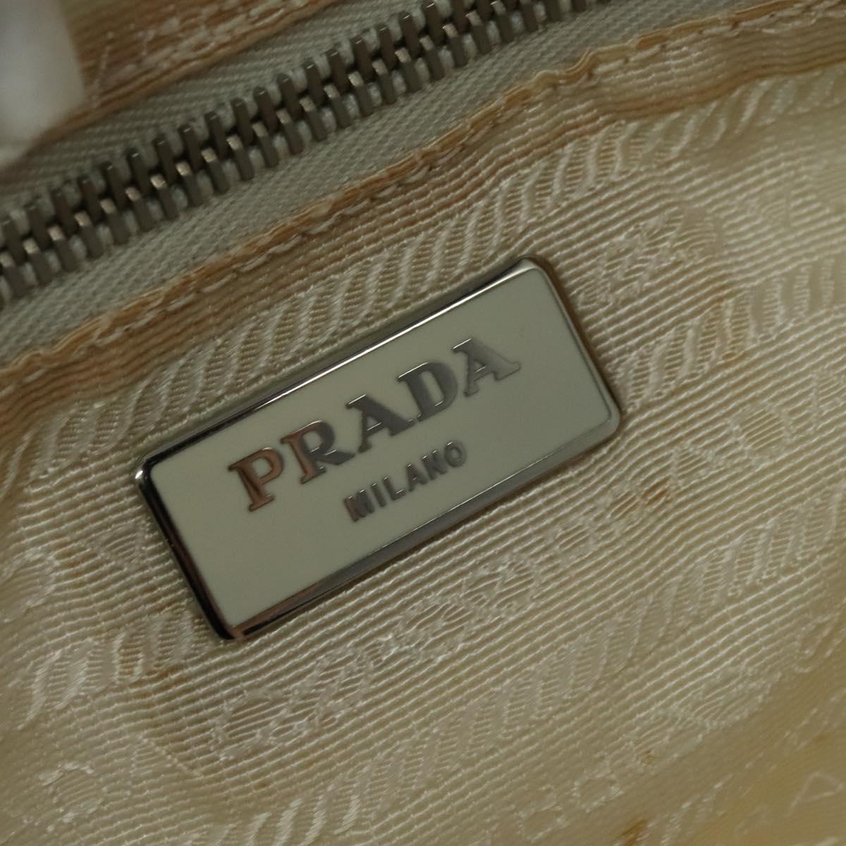 PRADA Hand Bag Nylon 2way Beige Silver Auth ti3404