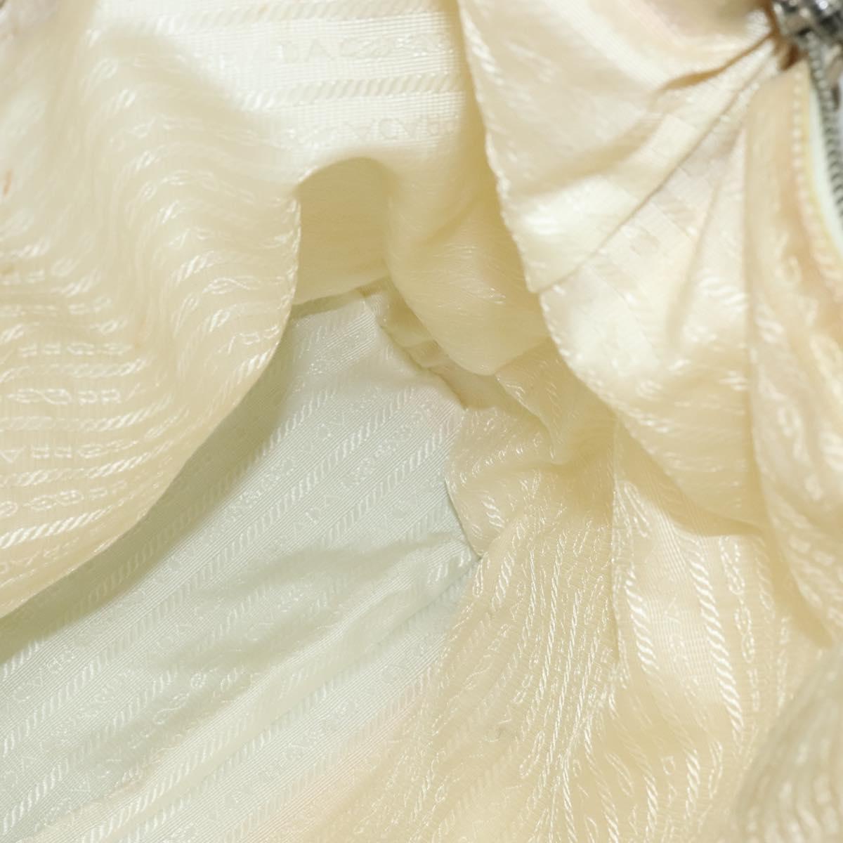 PRADA Hand Bag Nylon 2way Beige Silver Auth ti3404