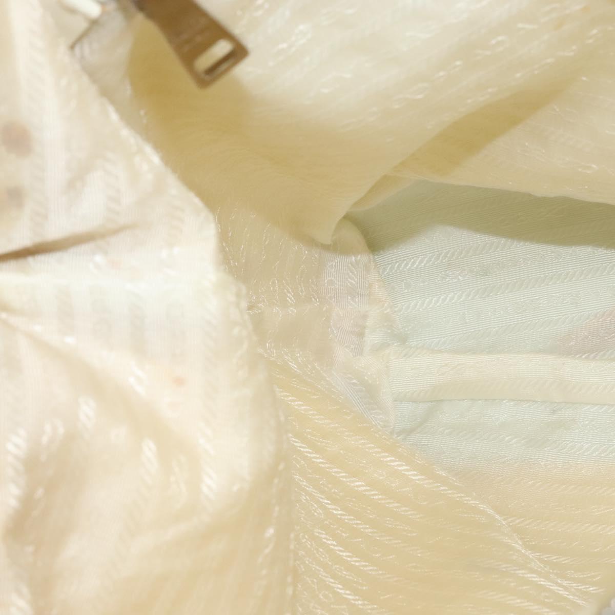 PRADA Hand Bag Nylon 2way Beige Silver Auth ti3404