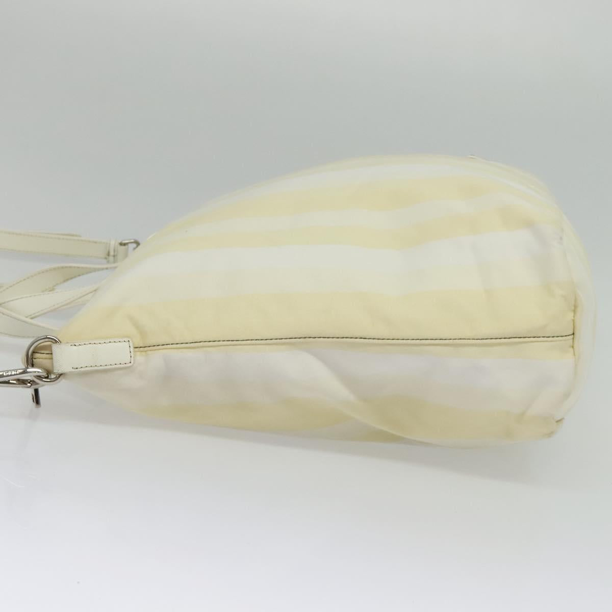 PRADA Hand Bag Nylon 2way Beige Silver Auth ti3404