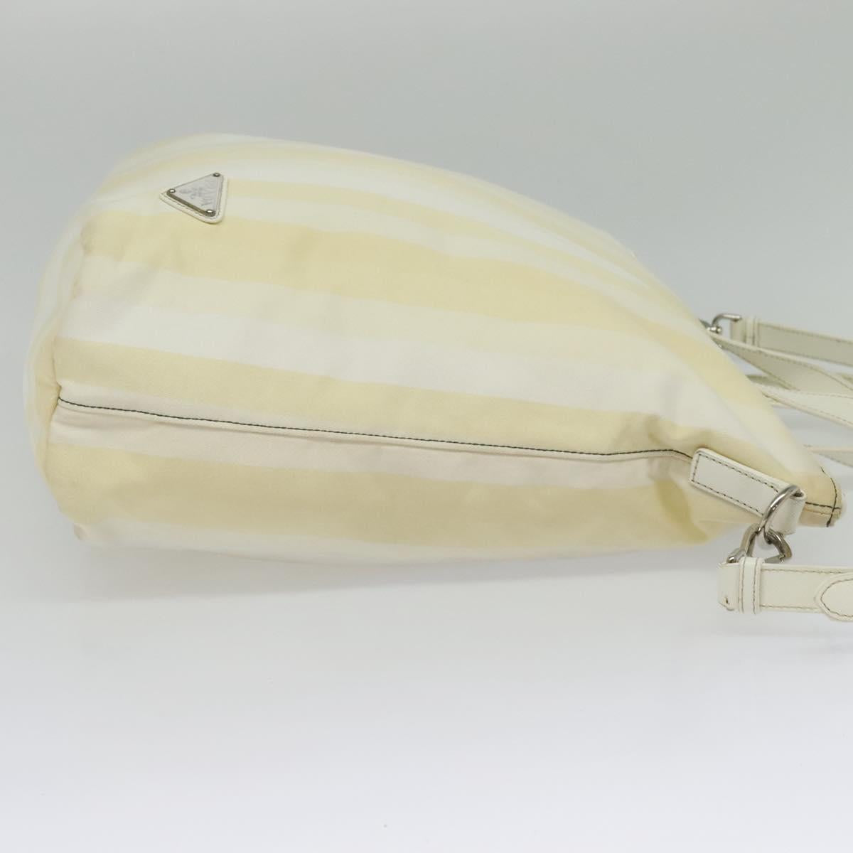 PRADA Hand Bag Nylon 2way Beige Silver Auth ti3404
