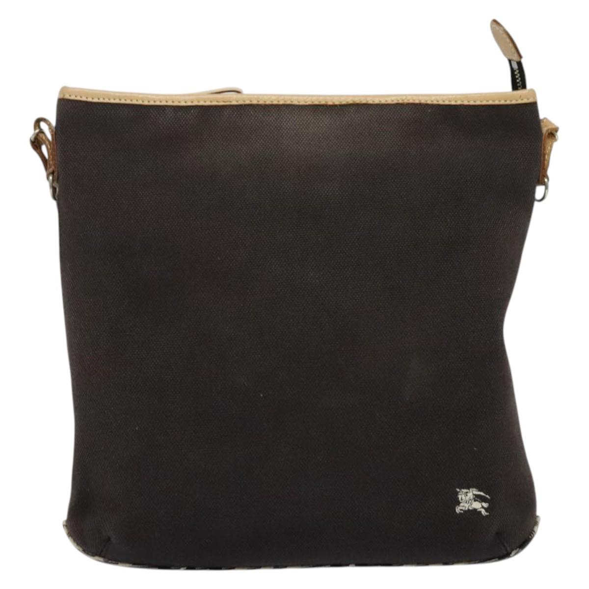 BURBERRY Blue Label Shoulder Bag Canvas Black Silver Auth ti3407