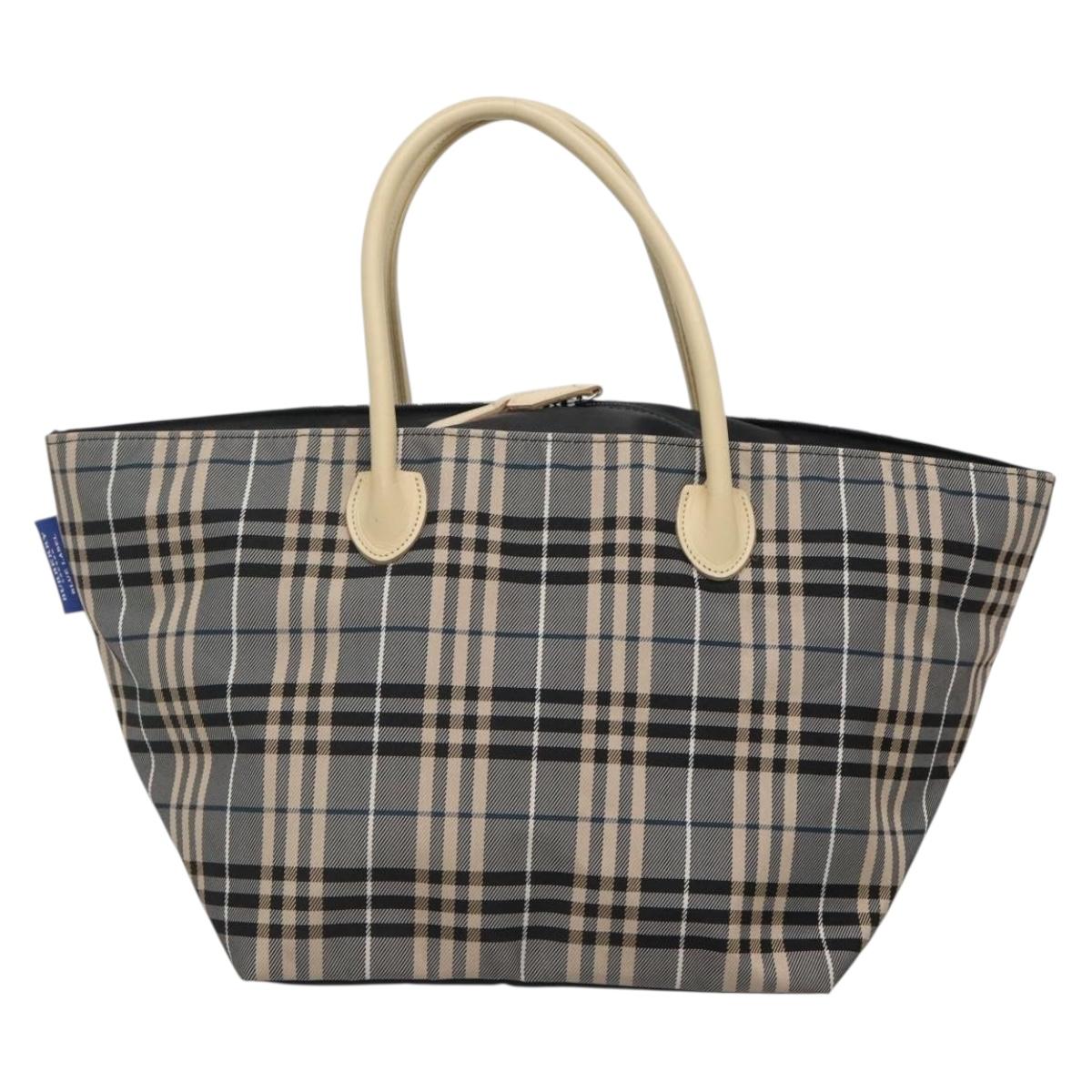 BURBERRY Blue Label Nova Check Tote Bag Nylon Gray Auth ti3408