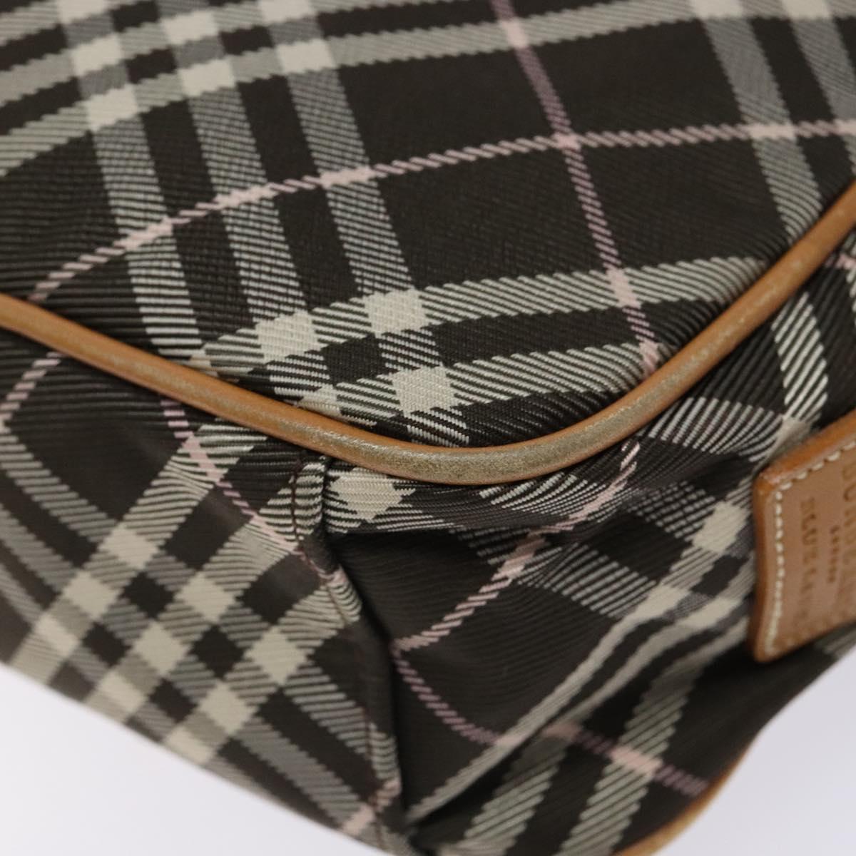 BURBERRY Nova Check Blue Label Shoulder Bag Canvas Brown Gold Auth ti3409