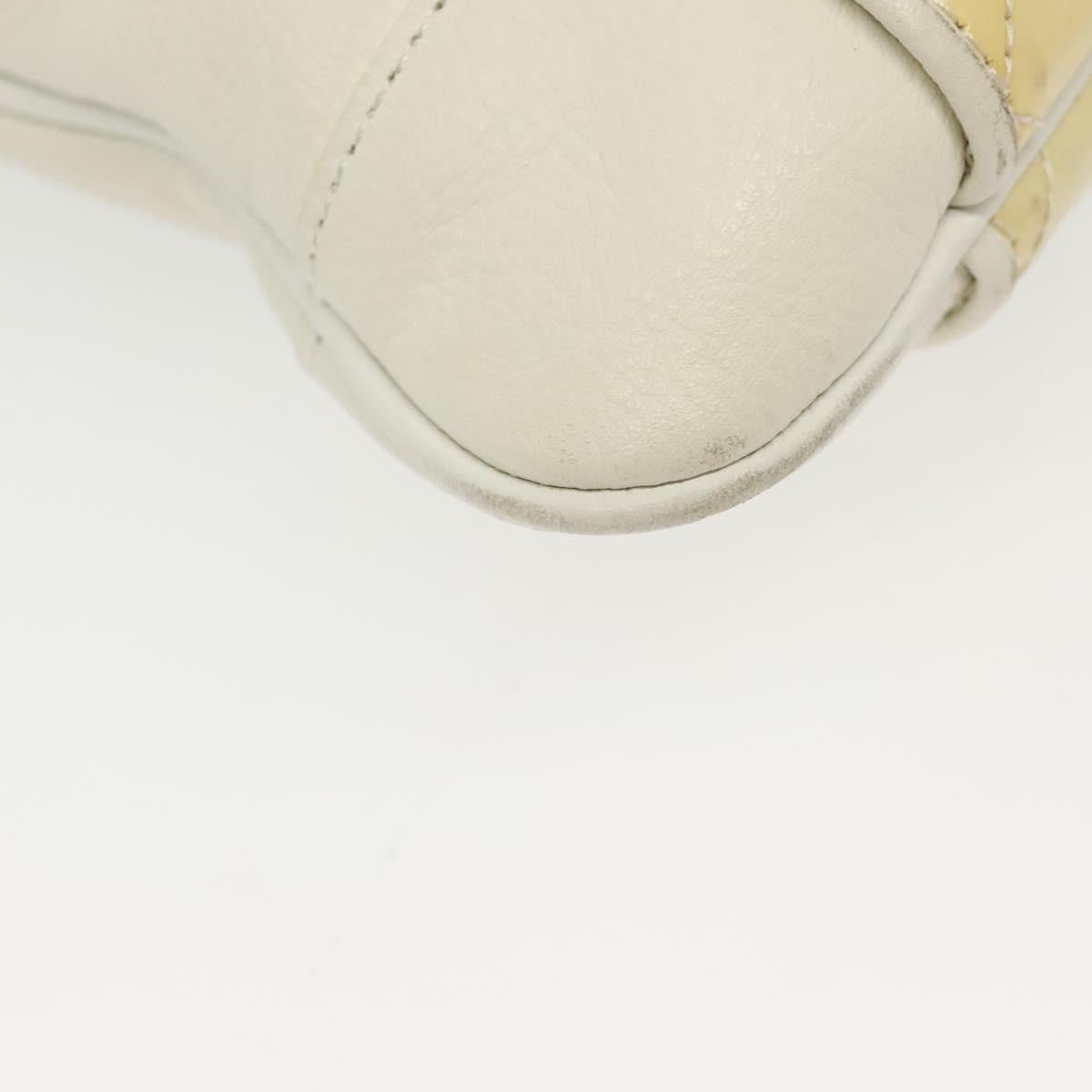 BURBERRY Tote Bag Leather White Gold Auth ti3413