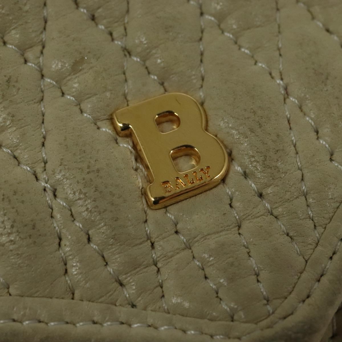 BALLY Shoulder Bag Leather Beige Gold Auth ti3414