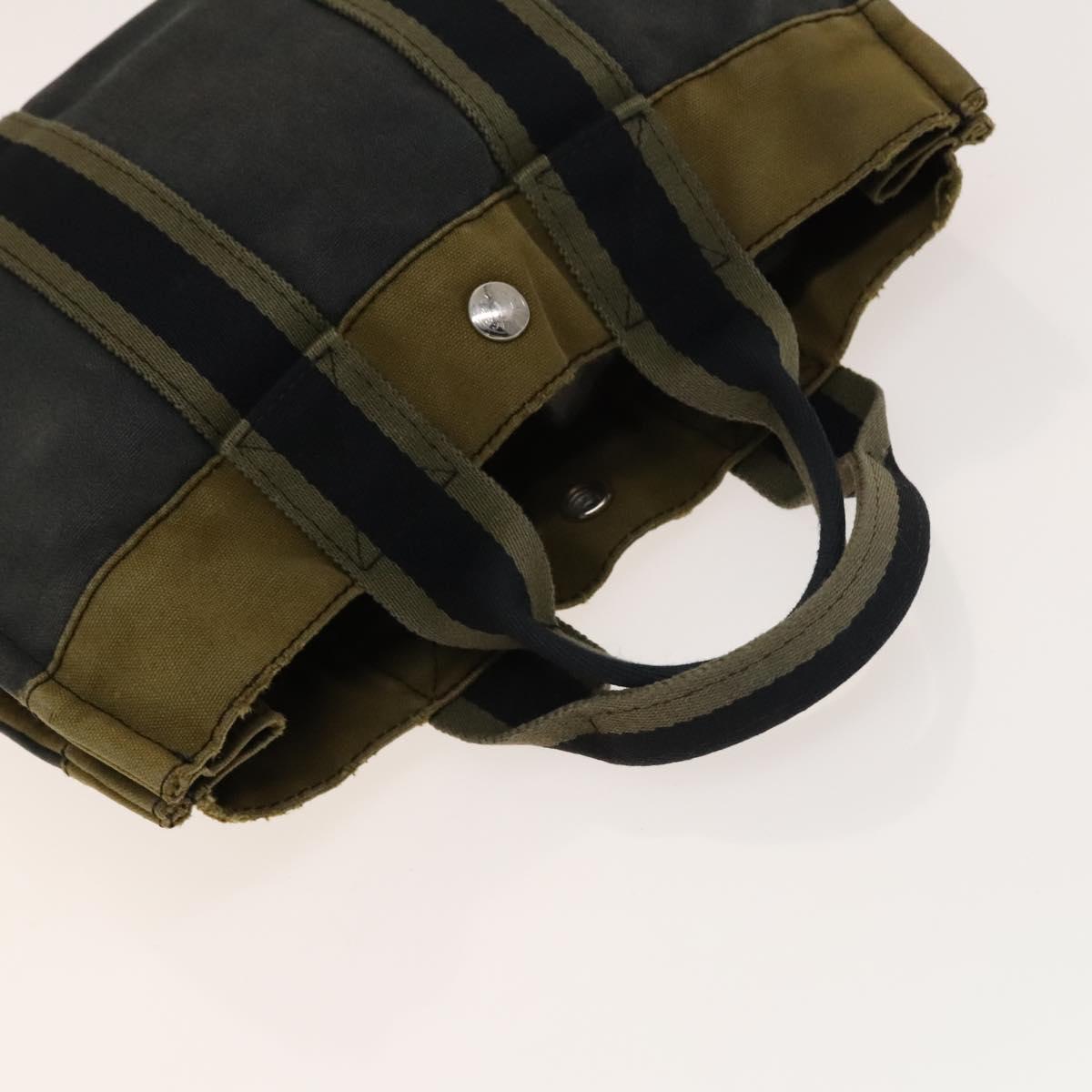 HERMES Fourre Tout Hand Bag Canvas 5Set Navy Black Red Auth ti3420