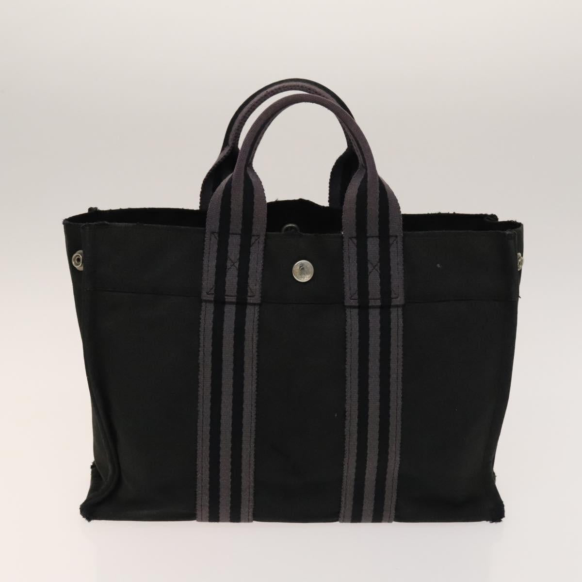 HERMES Fourre Tout Hand Bag Canvas 5Set Navy Black Red Auth ti3420