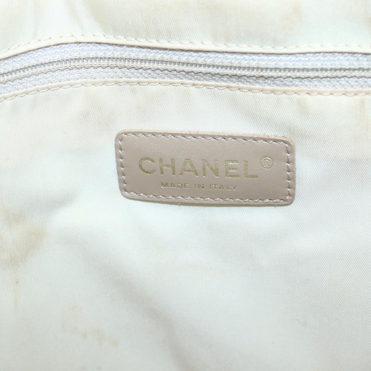 CHANEL New Travel Line Tote Bag Nylon Beige Gold CC Auth ti3423
