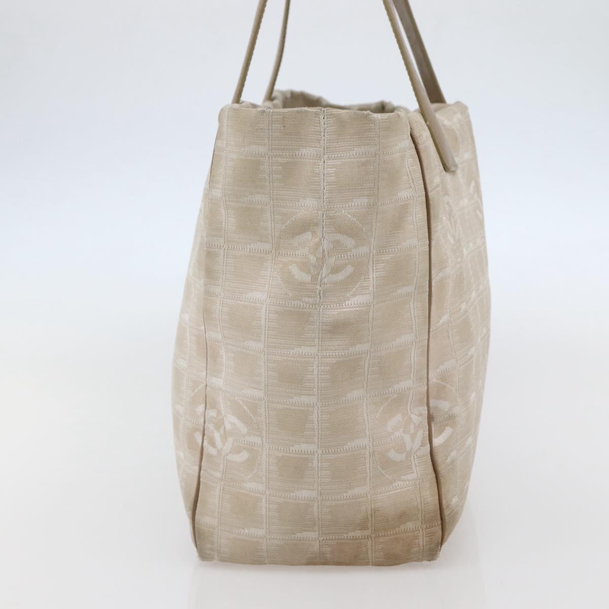 CHANEL New Travel Line Tote Bag Nylon Beige Gold CC Auth ti3423