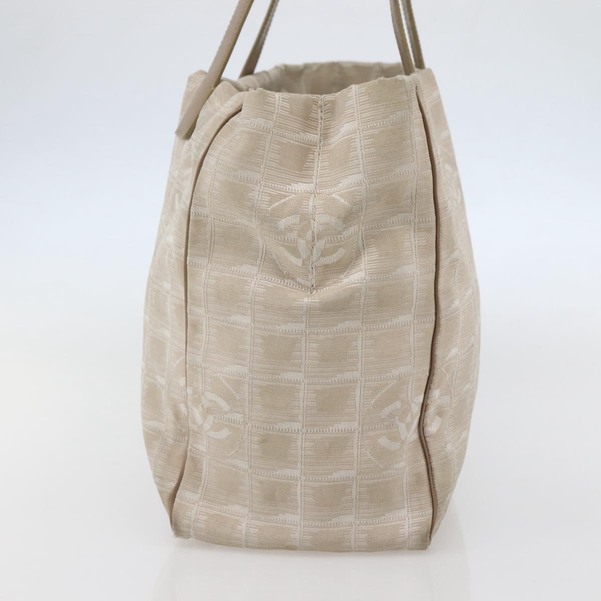 CHANEL New Travel Line Tote Bag Nylon Beige Gold CC Auth ti3423