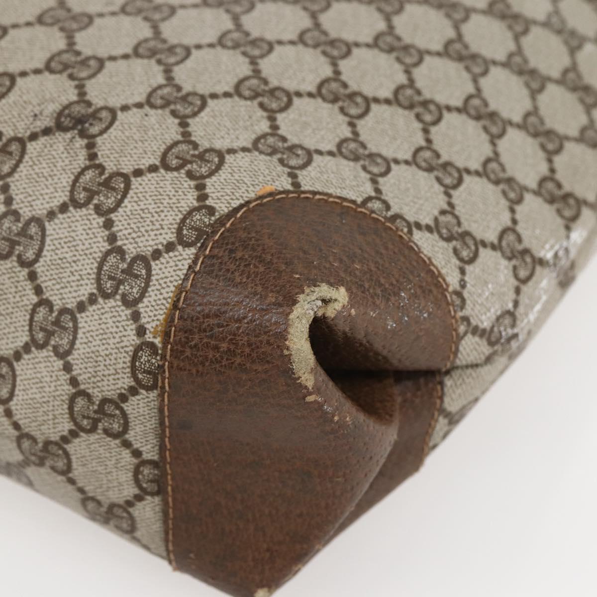 GUCCI GG Supreme Web Sherry Line Shoulder Bag PVC Beige Gold Auth ti3426