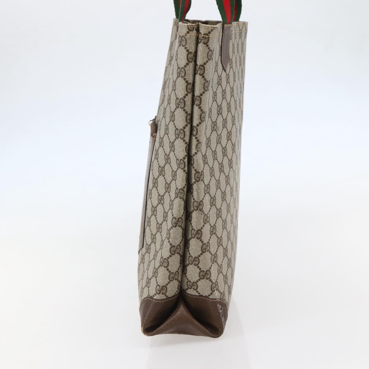GUCCI GG Supreme Web Sherry Line Shoulder Bag PVC Beige Gold Auth ti3426